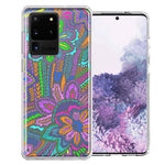 Samsung Galaxy S20 Ultra Colorful Summer Flowers Doodle Art Design Double Layer Phone Case Cover
