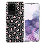 Samsung Galaxy S20 Ultra Cute Pink Leopard Print Hearts Valentines Day Love Double Layer Phone Case Cover