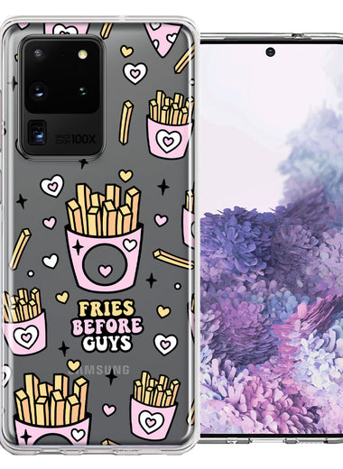 Samsung Galaxy S20 Ultra Cute Valentine Pink Love Hearts Fries Before Guys Double Layer Phone Case Cover