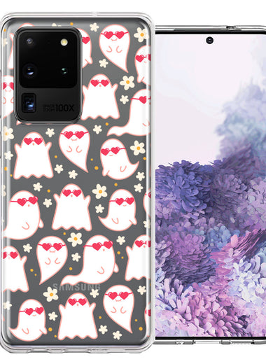 Samsung Galaxy S20 Ultra Floating Heart Glasses Love Ghosts Vaneltines Day Cutie Daisy Double Layer Phone Case Cover