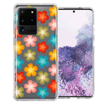 Samsung Galaxy S20 Ultra Groovy Gradient Retro Color Flowers Double Layer Phone Case Cover