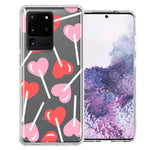 Samsung Galaxy S20 Ultra Heart Suckers Lollipop Valentines Day Candy Lovers Double Layer Phone Case Cover