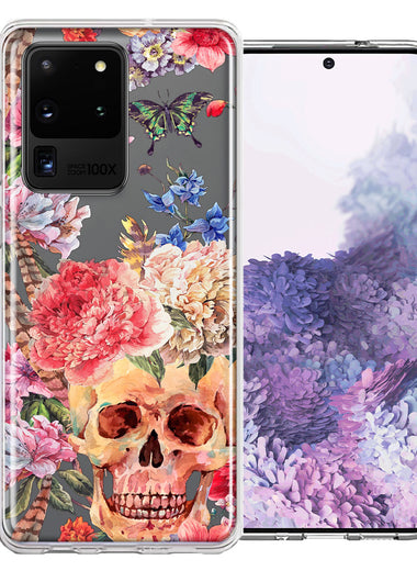 For Samsung Galaxy S20 Ultra  Indie Spring Peace Skull Feathers Floral Butterfly Flowers Phone Case Cover