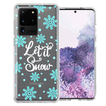 Samsung Galaxy S20 Ultra Christmas Holiday Let It Snow Winter Blue Snowflakes Design Double Layer Phone Case Cover
