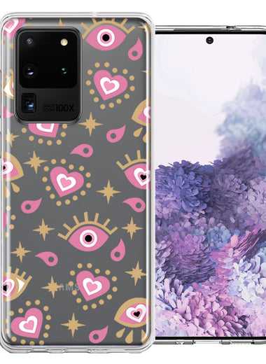 Samsung Galaxy S20 Ultra Pink Evil Eye Lucky Love Law Of Attraction Design Double Layer Phone Case Cover