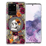 Samsung Galaxy S20 Ultra Romance Is Dead Valentines Day Halloween Skull Floral Autumn Flowers Double Layer Phone Case Cover