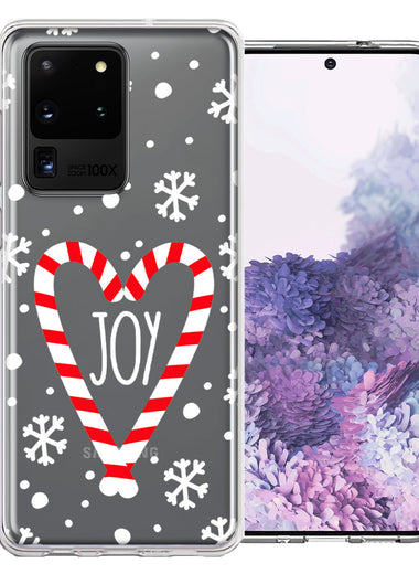 Samsung Galaxy S20 Ultra Winter Joy Snow Peppermint Candy Cane Heart Festive Christmas Double Layer Phone Case Cover