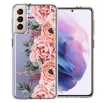 For Samsung Galaxy S22 Blush Pink Peach Spring Flowers Peony Rose Phone Case Cover