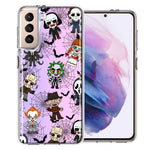 Samsung Galaxy S21 Classic Haunted Horror Halloween Nightmare Characters Spider Webs Design Double Layer Phone Case Cover