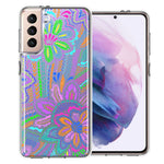 Samsung Galaxy S21 Colorful Summer Flowers Doodle Art Design Double Layer Phone Case Cover