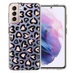 Samsung Galaxy S21 Cute Pink Leopard Print Hearts Valentines Day Love Double Layer Phone Case Cover