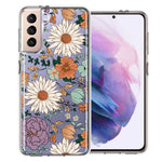 Samsung Galaxy S22 Feminine Classy Flowers Fall Toned Floral Wallpaper Style Double Layer Phone Case Cover