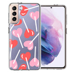 Samsung Galaxy S22 Heart Suckers Lollipop Valentines Day Candy Lovers Double Layer Phone Case Cover