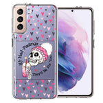 Samsung Galaxy S22 Pink Dead Valentine Skull Frap Hearts If I had Feelings They'd Be For You Love Double Layer Phone Case Cover