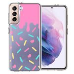 Samsung Galaxy S21 Pink Drip Frosting Cute Heart Sprinkles Kawaii Cake Design Double Layer Phone Case Cover