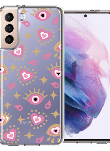 Samsung Galaxy S22 Pink Evil Eye Lucky Love Law Of Attraction Design Double Layer Phone Case Cover
