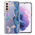 Samsung Galaxy S22 Rainbow Mermaid Tails Scales Ocean Waves Beach Girls Summer Double Layer Phone Case Cover