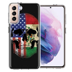 Samsung Galaxy S22 US Mexico Flag Skull Double Layer Phone Case Cover