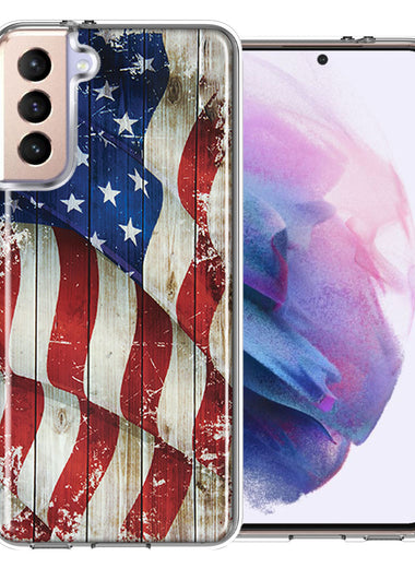 Samsung Galaxy S21 Vintage USA Flag Double Layer Phone Case Cover