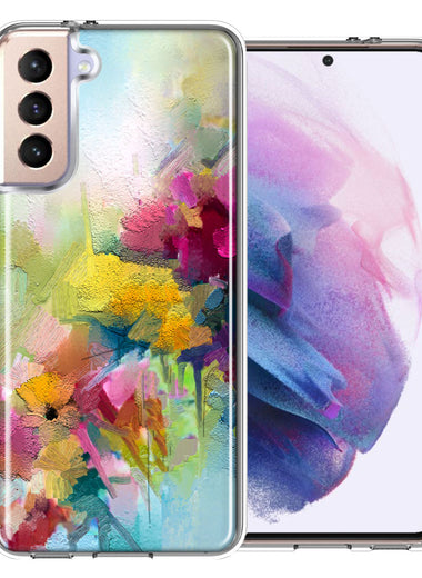 For Samsung Galaxy S22 Watercolor Flowers Abstract Spring Colorful Floral Painting Phone Case Cover