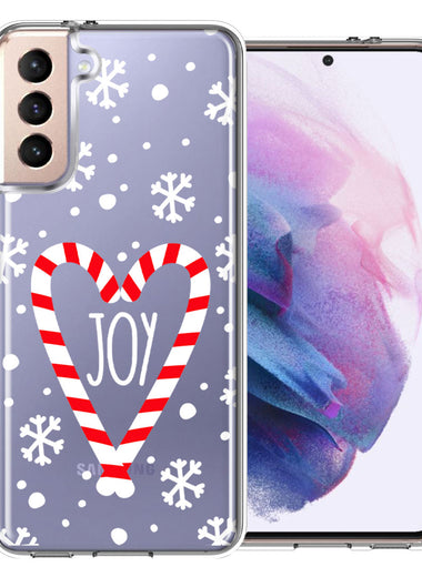 Samsung Galaxy S22 Winter Joy Snow Peppermint Candy Cane Heart Festive Christmas Double Layer Phone Case Cover