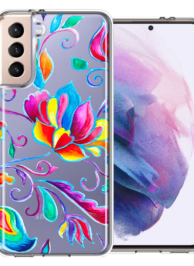 For Samsung Galaxy S22 Bright Colors Rainbow Water Lilly Floral Phone Case Cover