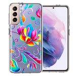 For Samsung Galaxy S22 Bright Colors Rainbow Water Lilly Floral Phone Case Cover