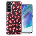 Samsung Galaxy S21 FE Christmas Winter Red White Peppermint Candies Swirls Candycanes Design Double Layer Phone Case Cover