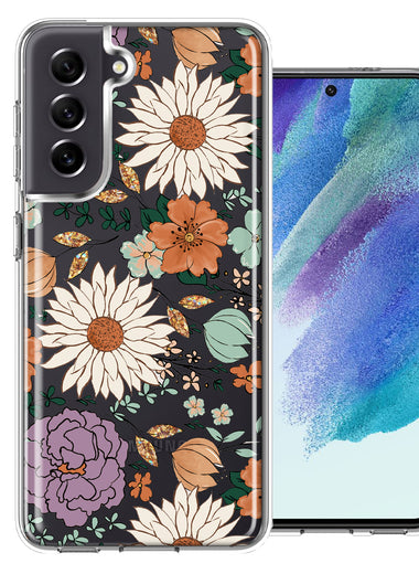 Samsung Galaxy S21FE Feminine Classy Flowers Fall Toned Floral Wallpaper Style Double Layer Phone Case Cover