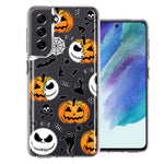 Samsung Galaxy S21 FE Halloween Jack-O-Lantern Pumpkin Skull Spooky Design Double Layer Phone Case Cover