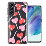 Samsung Galaxy S21FE Heart Suckers Lollipop Valentines Day Candy Lovers Double Layer Phone Case Cover