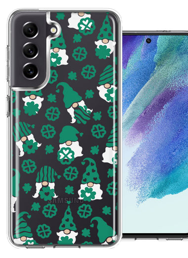 Samsung Galaxy S21FE Lucky Green St Patricks Day Cute Gnomes Shamrock Polkadots Double Layer Phone Case Cover