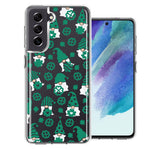 Samsung Galaxy S21FE Lucky Green St Patricks Day Cute Gnomes Shamrock Polkadots Double Layer Phone Case Cover