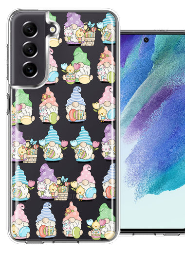 Samsung Galaxy S21FE Pastel Easter Cute Gnomes Spring Flowers Eggs Holiday Seasonal Double Layer Phone Case Cover