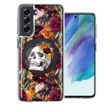 Samsung Galaxy S21FE Romance Is Dead Valentines Day Halloween Skull Floral Autumn Flowers Double Layer Phone Case Cover