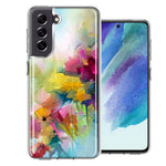 For Samsung Galaxy S21 FE  Watercolor Flowers Abstract Spring Colorful Floral Painting Phone Case Cover