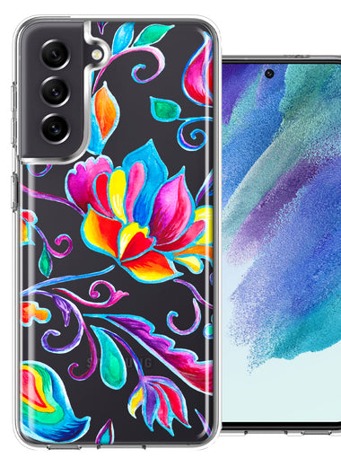 For Samsung Galaxy S21 FE  Bright Colors Rainbow Water Lilly Floral Phone Case Cover