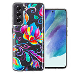 For Samsung Galaxy S21 FE  Bright Colors Rainbow Water Lilly Floral Phone Case Cover