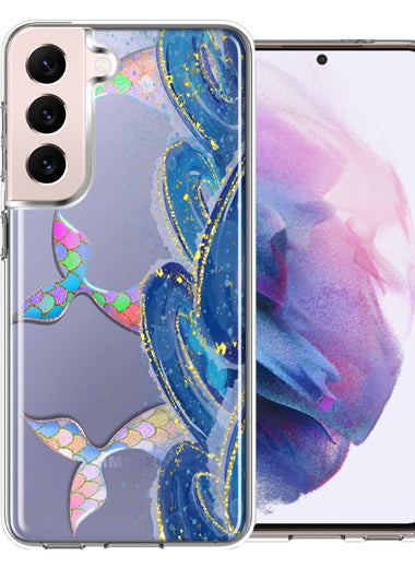 Samsung Galaxy S21 Plus Rainbow Mermaid Tails Scales Ocean Waves Beach Girls Summer Double Layer Phone Case Cover