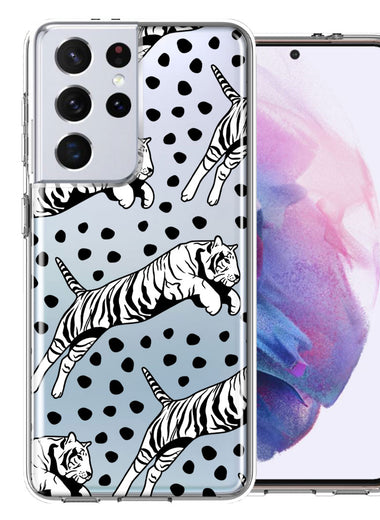 Samsung Galaxy S21 Ultra Tiger Polkadots Design Double Layer Phone Case Cover
