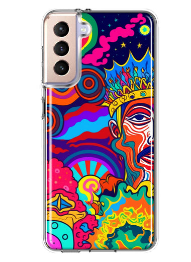 Samsung Galaxy S21 Plus Neon Rainbow Psychedelic Indie Hippie Indie King Hybrid Protective Phone Case Cover
