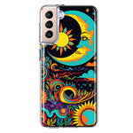 Samsung Galaxy S21FE Neon Rainbow Psychedelic Indie Hippie Indie Moon Hybrid Protective Phone Case Cover