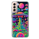 Samsung Galaxy S21 Neon Rainbow Psychedelic UFO Alien Planet Hybrid Protective Phone Case Cover