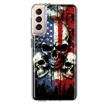 Samsung Galaxy S21FE American USA Flag Skulls Blue Red Double Layer Phone Case Cover