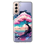 Samsung Galaxy S21 Plus Kawaii Manga Pink Cherry Blossom Japanese Sky Floral Ocean Hybrid Protective Phone Case Cover