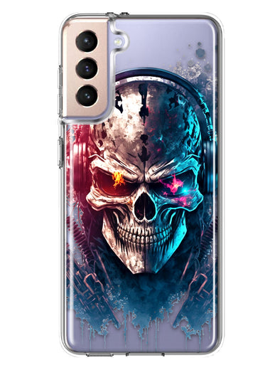Samsung Galaxy S21 Plus Cyberpunk Machine Headphones Skull Double Layer Phone Case Cover