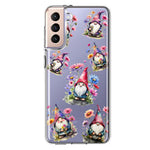Samsung Galaxy S21FE Cute Pink Purple Cosmos Flowers Gnomes Spring Floral Double Layer Phone Case Cover