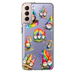 Samsung Galaxy S21 Colorful Neon Glow Rainbow Gnomes Painting Hybrid Protective Phone Case Cover