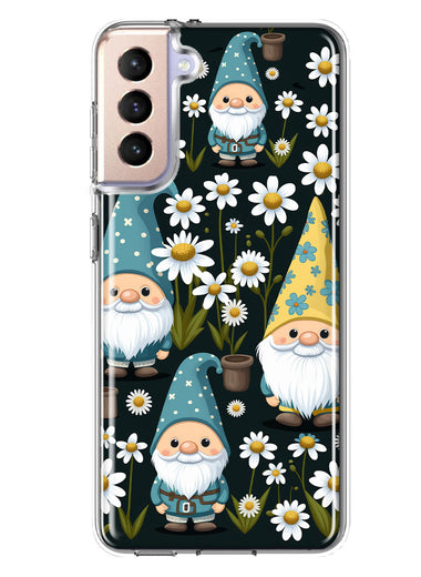 Samsung Galaxy S22 Cute White Daisies Gnomes Flowers Floral Double Layer Phone Case Cover