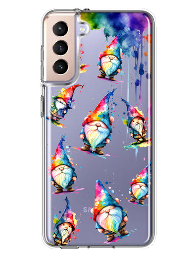 Samsung Galaxy S21 Plus Neon Water Painting Colorful Splash Gnomes Hybrid Protective Phone Case Cover